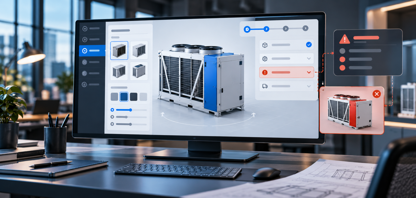 3d-configurator-ux-mistakes-featured Enterprise 3D configurator interface showing product options and UX warning states
