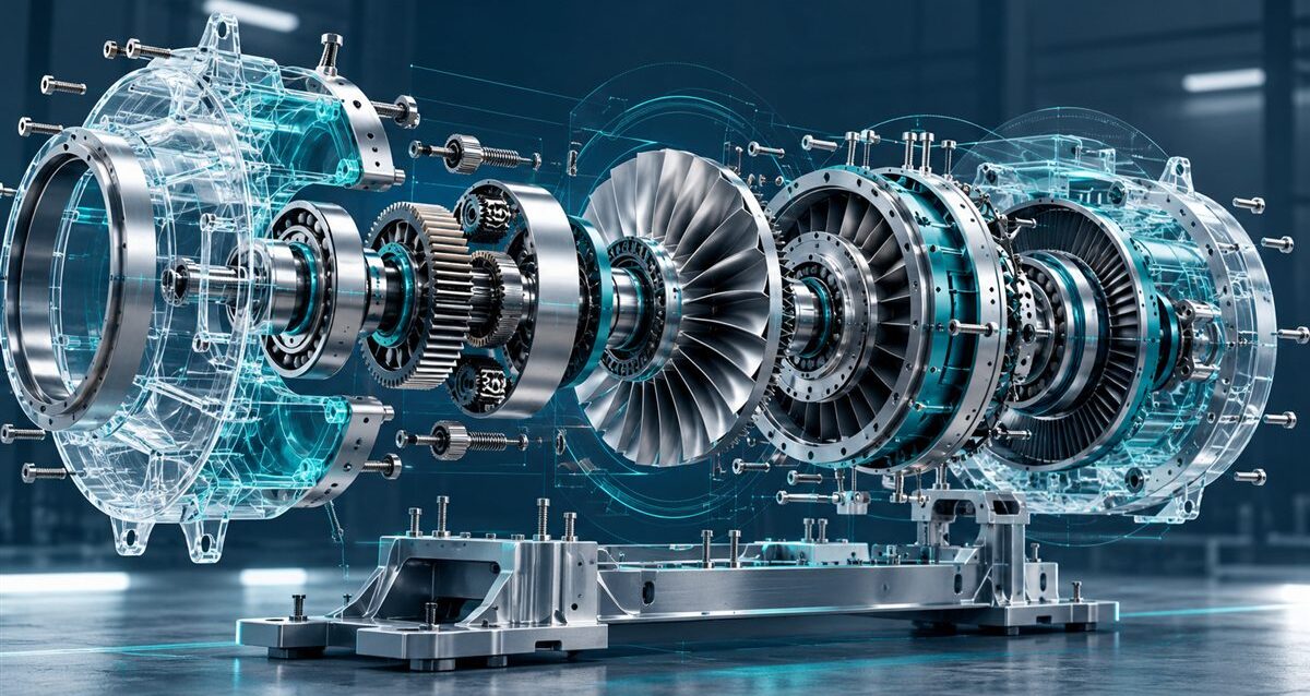 technical-animation-industrial-products-featured Exploded industrial machine showing internal gears, turbine parts, and technical animation detail